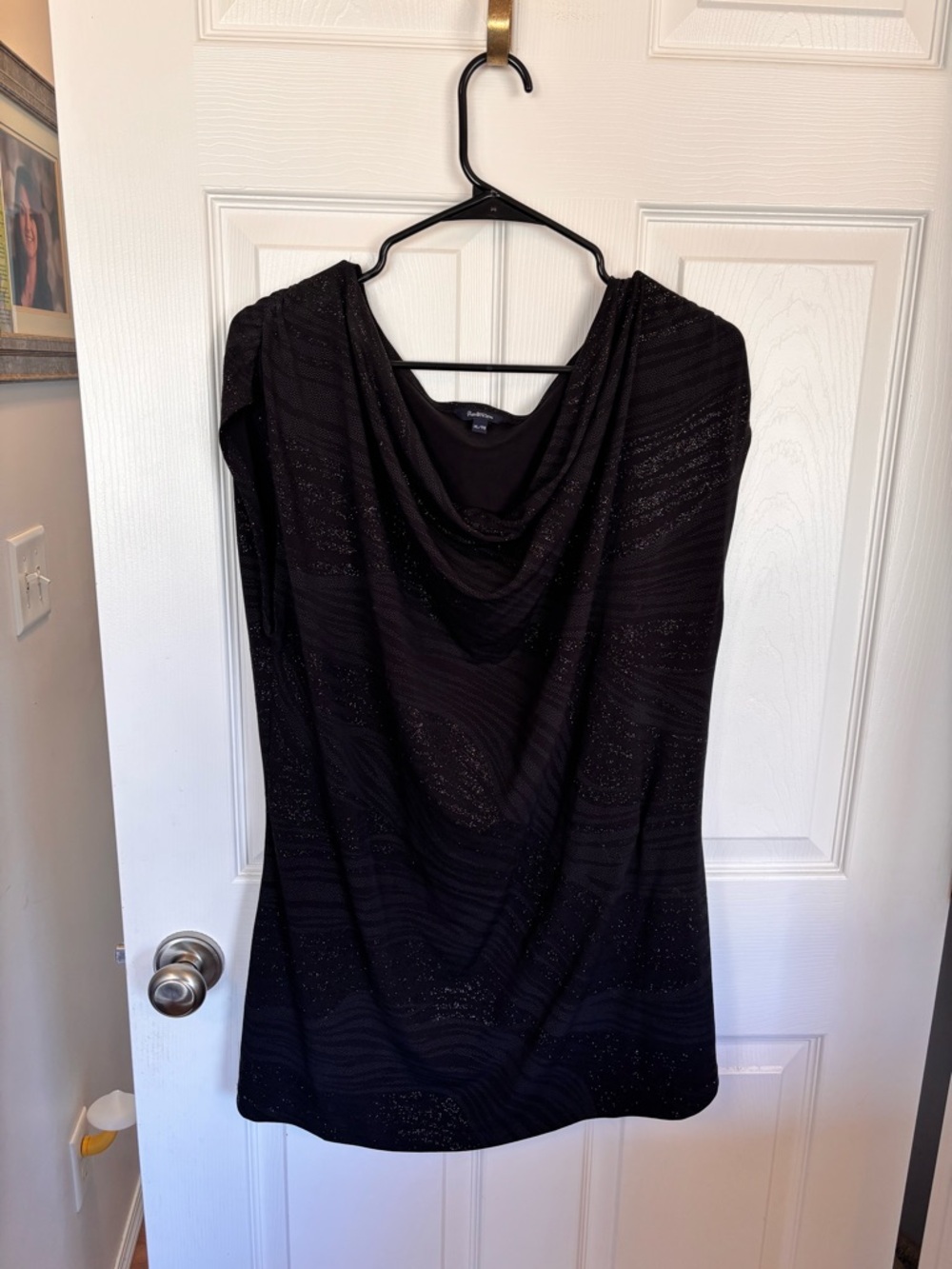 Reitmans Black Sparkle Cowl-Neck Top